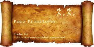 Kacz Krisztofer névjegykártya